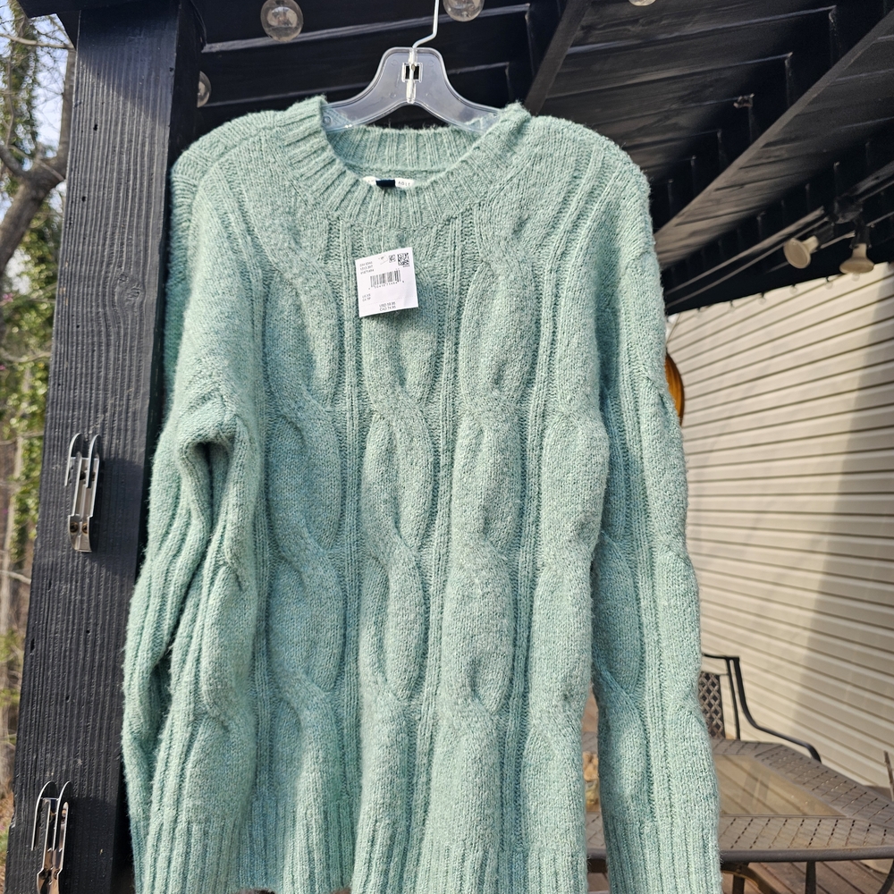American Eagle Outfitters Mint Green Cable Knit Sweater
